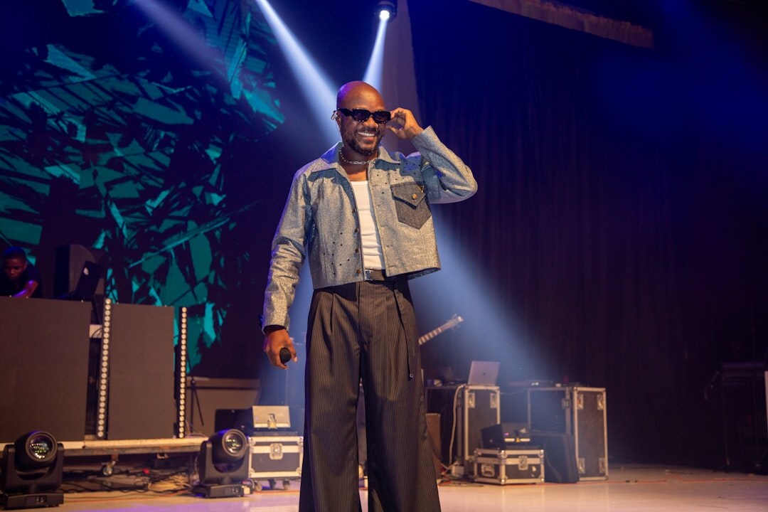 man on stage performing